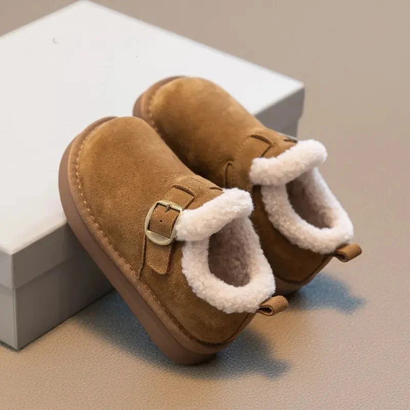 ABC女童加绒勃肯鞋2025冬季新款宝宝加绒二棉鞋男童雪地靴毛毛鞋