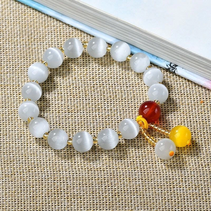 非金属玻璃手链 新款民族风猫眼石手链简约自然女式手串