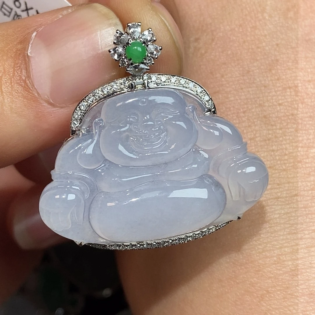 翡翠颈饰18K金镶嵌佛公