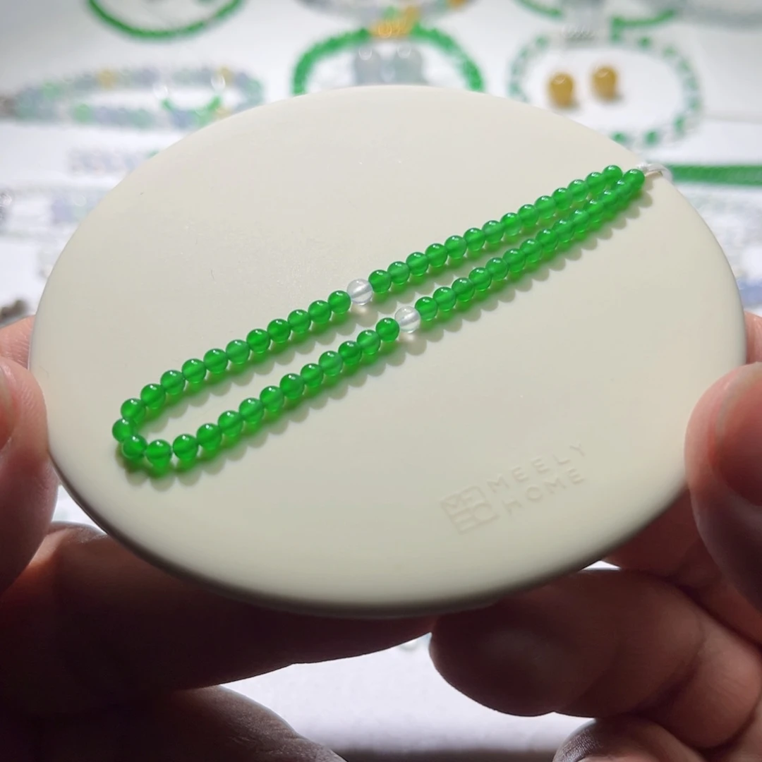 散珠翡翠卡3mm甜阳绿小米珠串