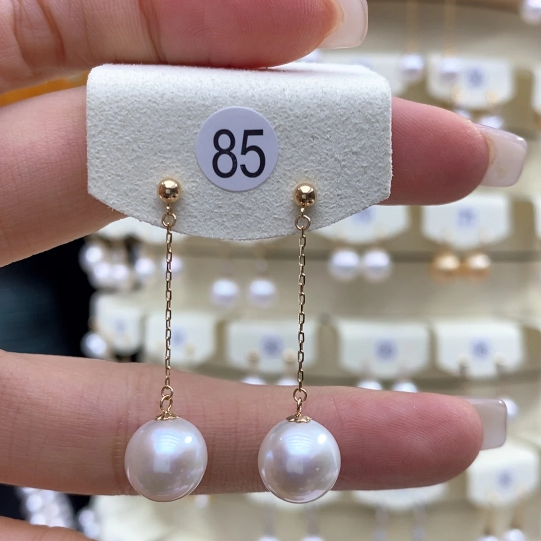 淡水珍珠耳饰18K金镶嵌
