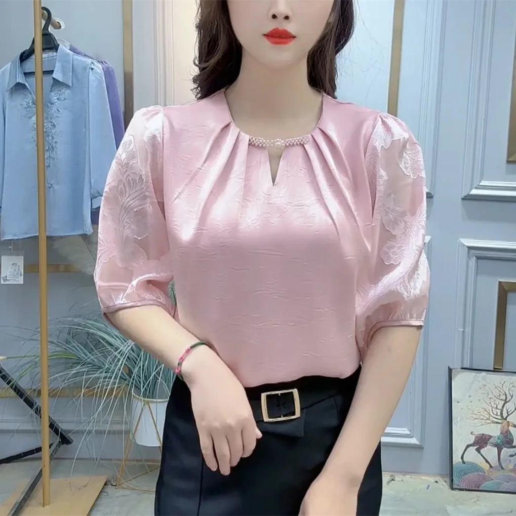 法式盘扣衬衫女2025春季新款时尚显瘦百搭设计感小众气质中袖上衣