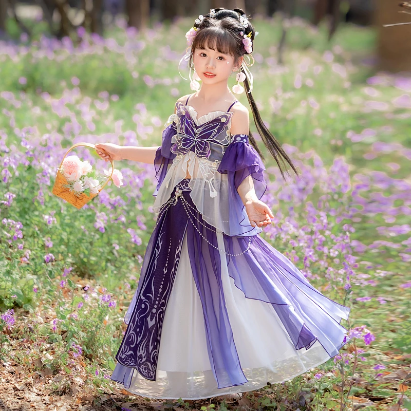 女公主汉服汉元素女孩演出服裙子中国风夏季女童古风套装服装