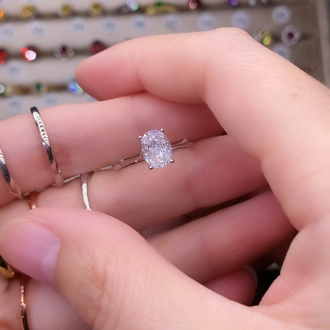 戒指银S925镶嵌红宝石金色蓝