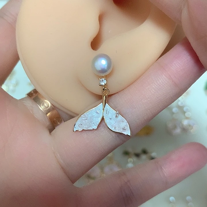 合金淡水珍珠耳饰