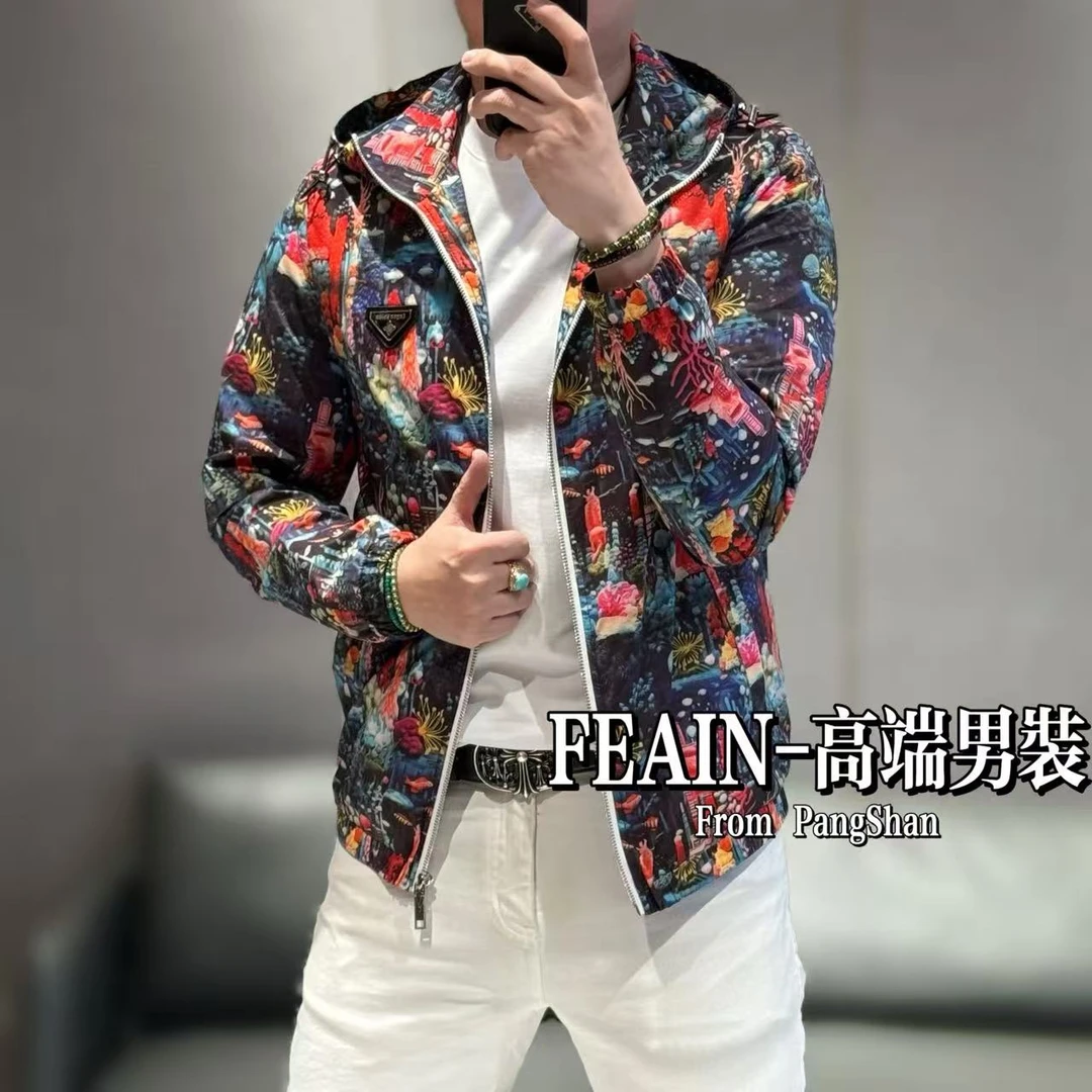 3D裸眼幻彩海底世界高端男士春款拉链连帽夹克102