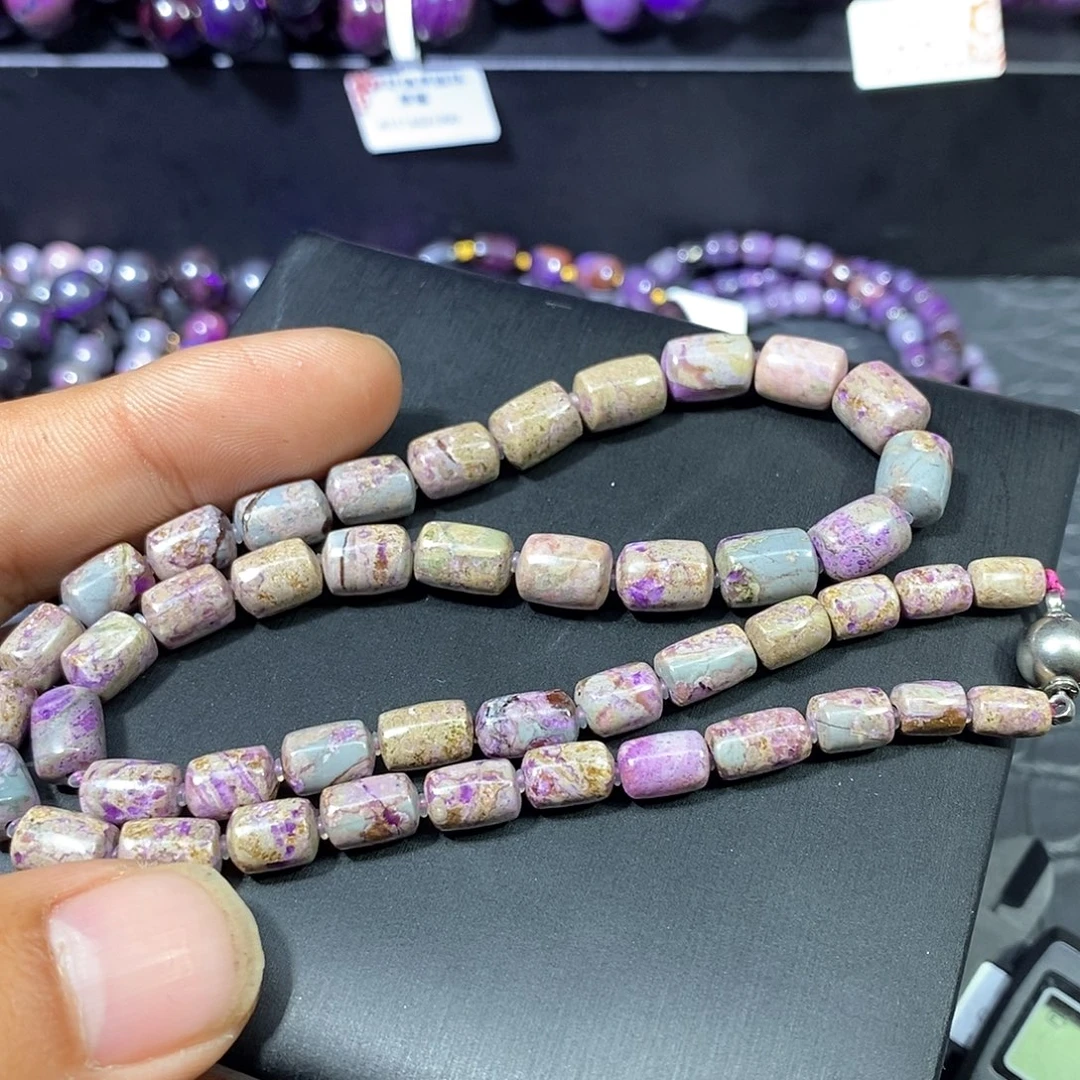 苏纪石（舒俱来）未镶嵌南非舒俱来油画春彩桶珠