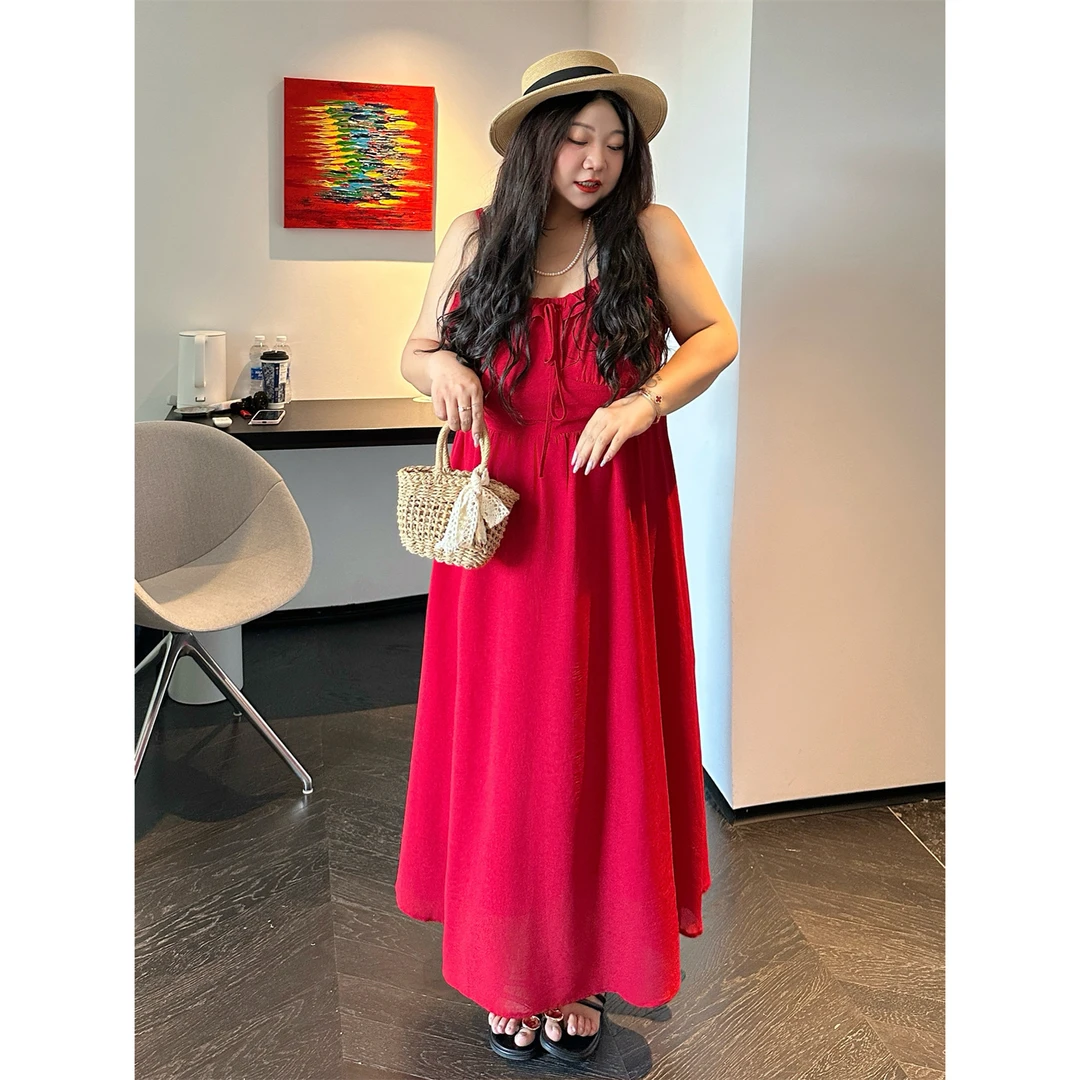 热恋千金 / 法式复古收腰吊带裙14970花契大码200斤胖mm宽松减龄