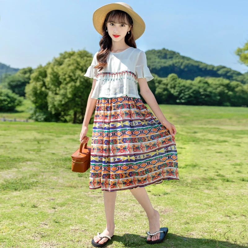 女童国风连衣裙2025年新款夏装网红中大童洋气公主儿童夏季裙子潮