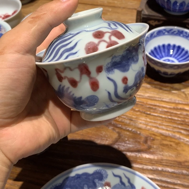B***王景德镇陶瓷青花盖碗