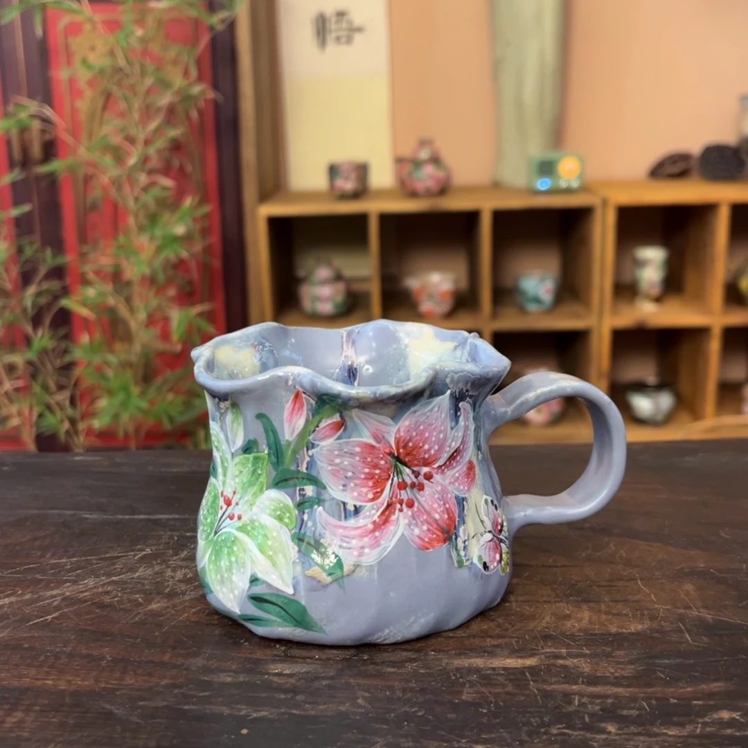 杯柴烧手工手绘陶瓷