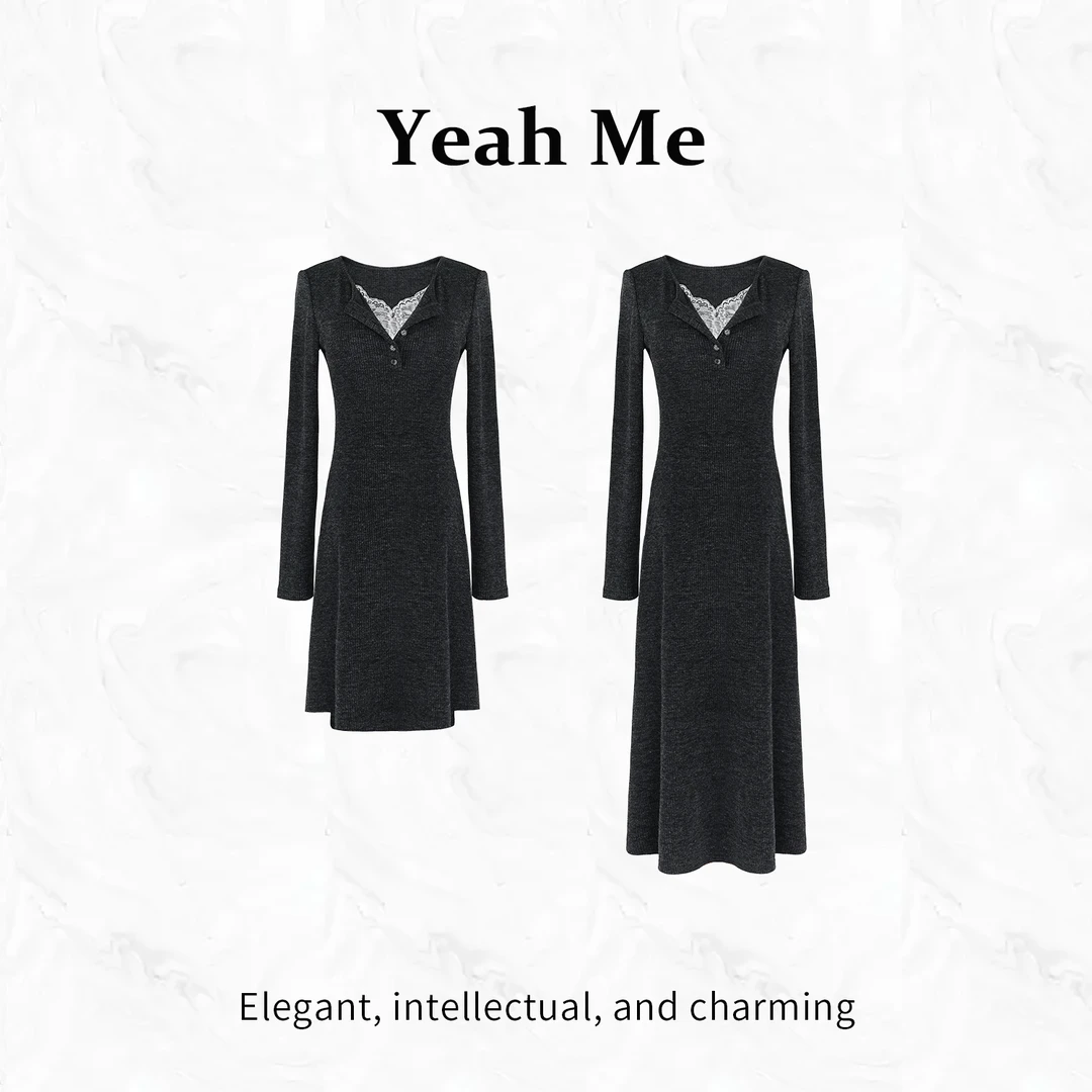 Yeah Me/也觅【时光交叠】秋季新款女装连衣裙通勤气质显瘦长裙子