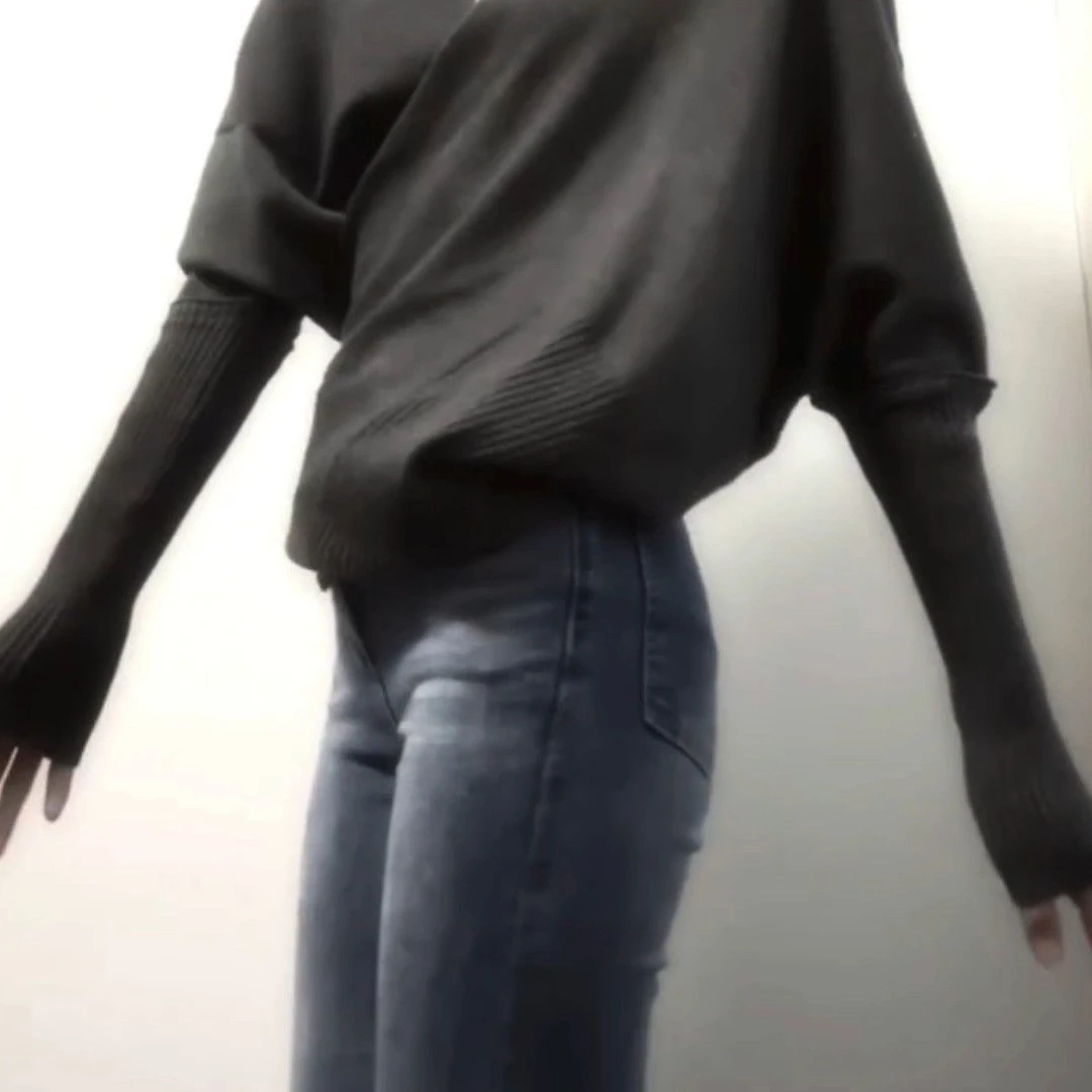 韩版设计感高领毛衣针织衫女春秋季新款时尚蝙蝠衫宽松慵懒短上衣