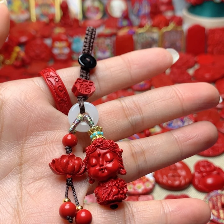 天然辰砂工艺品朱砂钥匙扣