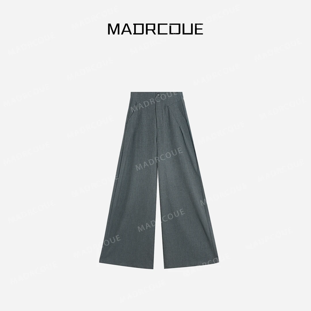 MADRCOUE 江奇怪 高腰立体褶阔腿裤直筒宽松显瘦百搭长裤 JW209