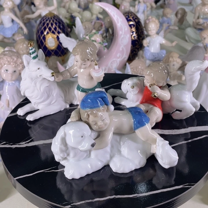 三色狗狗套装陶瓷手工