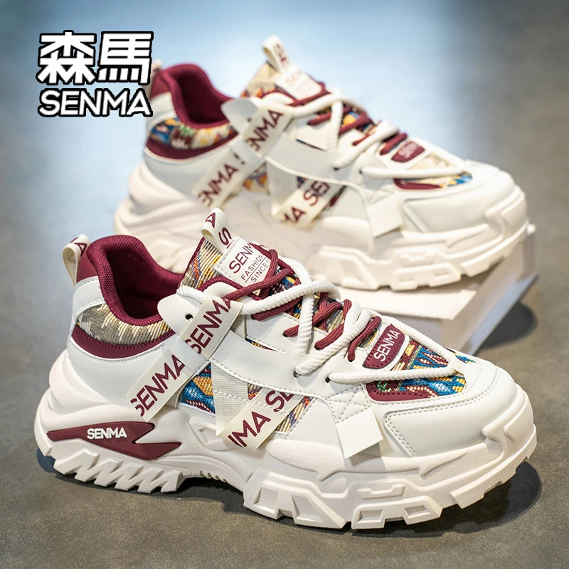 SENMA/森马男鞋夏季2025新款透气百搭休闲小白鞋厚底增高老爹潮鞋