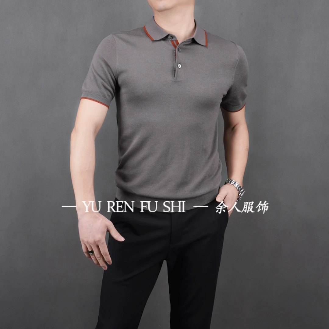 3601男士春夏翻领Polo衫短袖针织T恤时尚百搭简约轻奢休闲商务帅