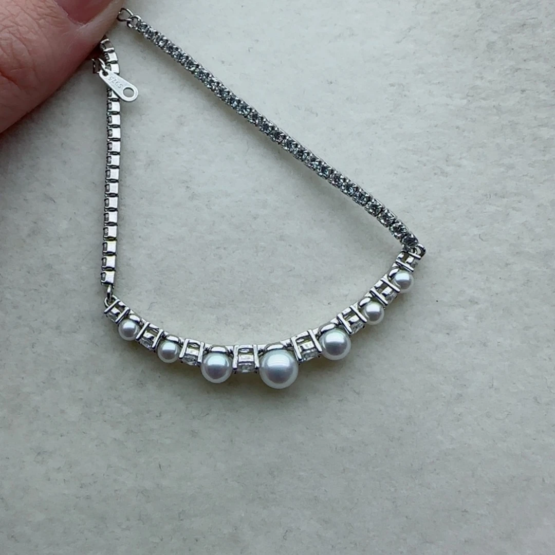 淡水珍珠银S925镶嵌手链105