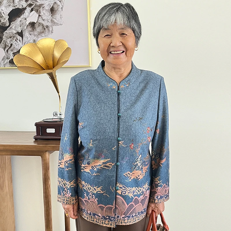 妈妈装秋装洋气衬衫外套薄款国风中老年2025新中式女装奶奶衬衣服