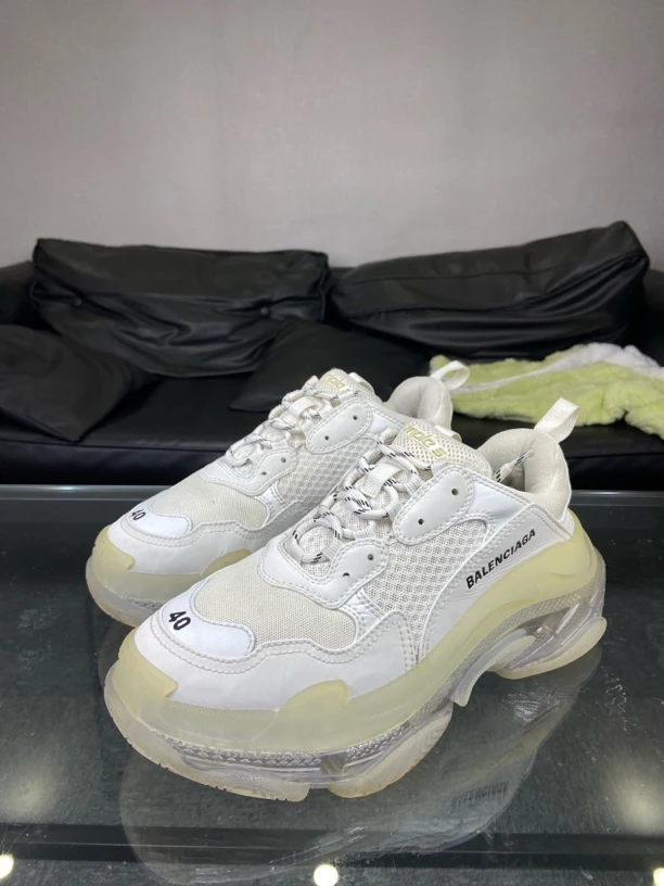95新 Balenciaga/巴黎世家 老爹鞋Triple s透明白40码配盒97新