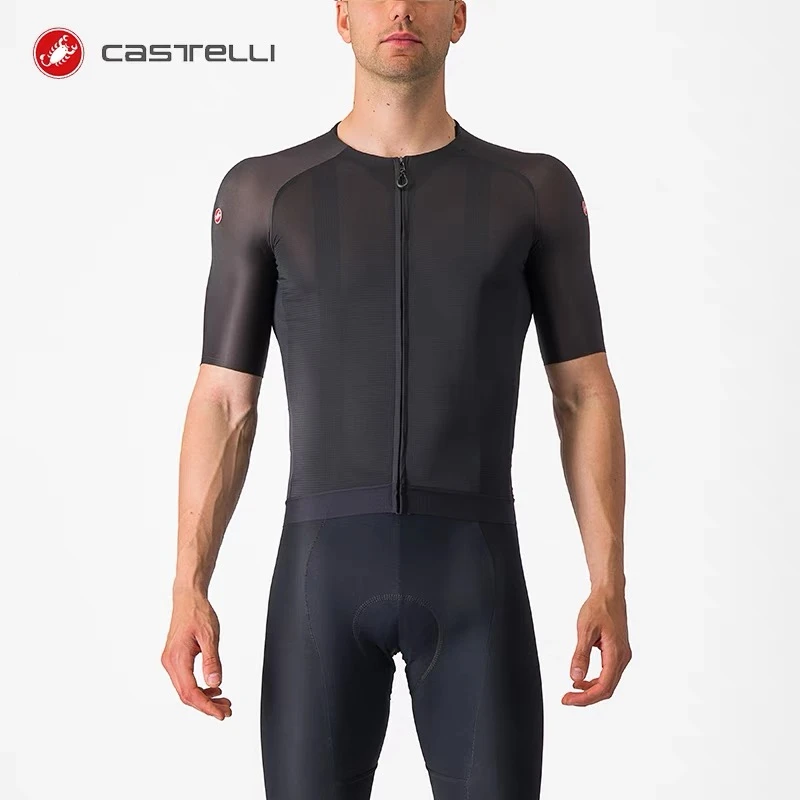 CASTELLI蝎子男款夏季轻量化吸湿透气舒适拉链骑行服短袖4524005