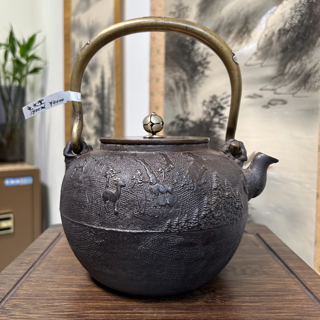【精品级】龟文堂造 山水田舍图老铁壶 满水容量约1800ml