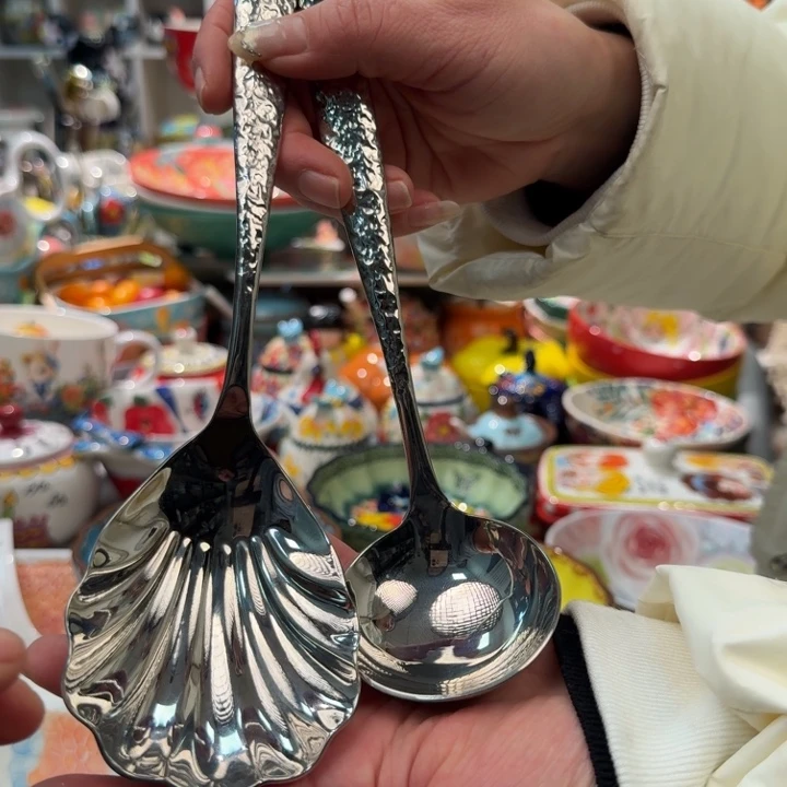 陶瓷高档304分餐勺2只，看图各一