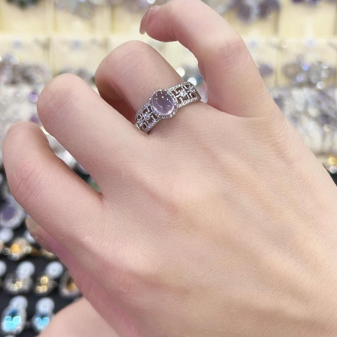 戒指萤石银S925镶嵌