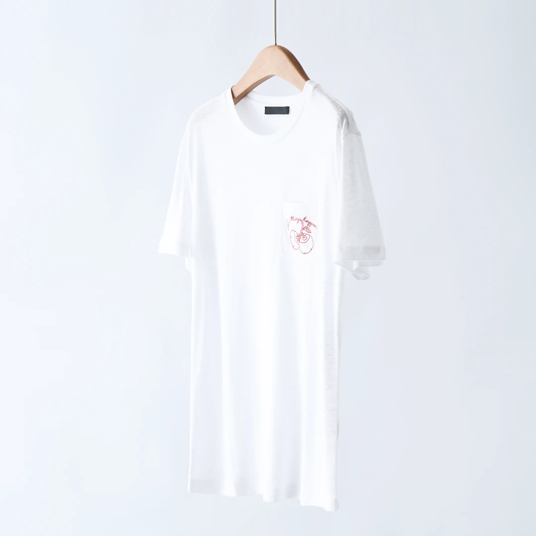 【YS11359】2025夏新品《好柿成双》刺绣短袖含亚麻新中式T恤女