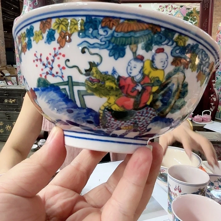 摆件景德镇高温陶瓷麒麟送子红希希