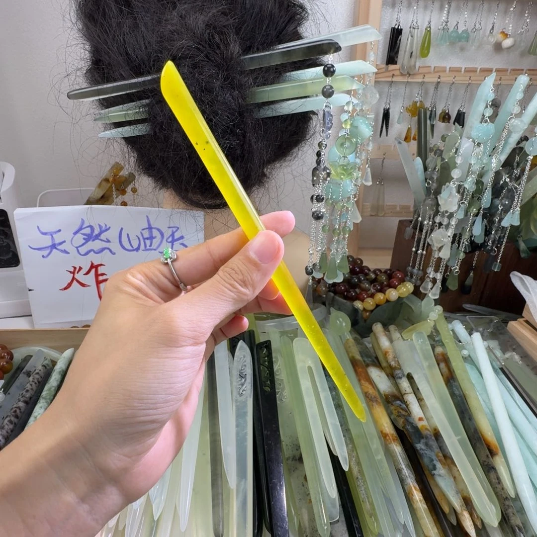 蛇纹石玉未镶嵌发饰长度19.5