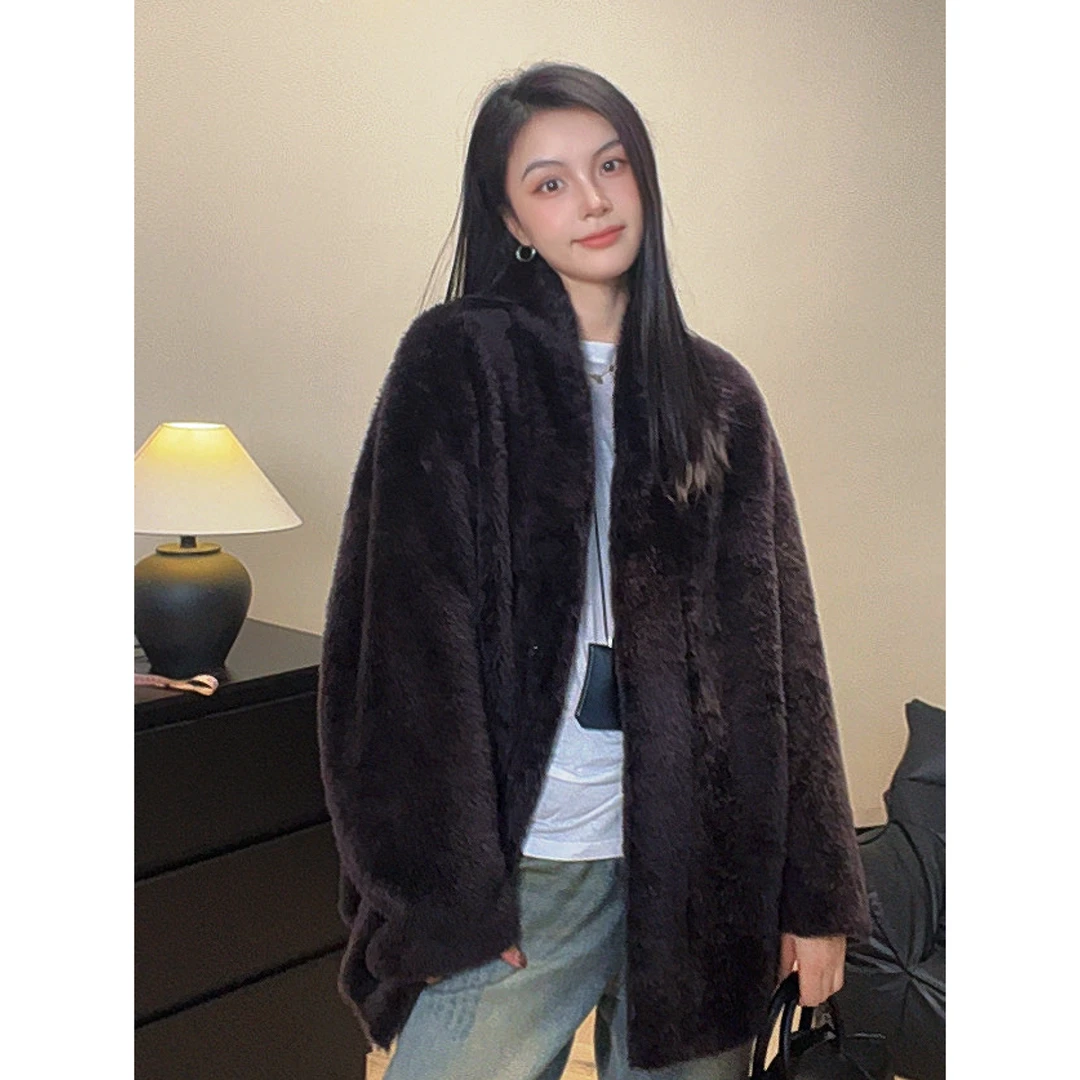 【佳涵】“摩登巴黎”拉贡皮毛一体小立领皮草外套女PM250051
