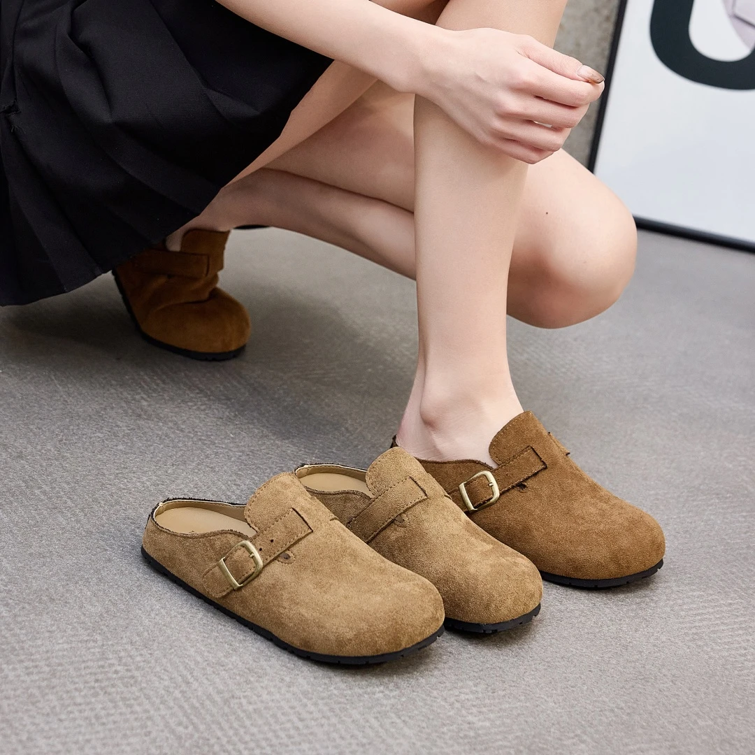 2025春季新款复古平底勃肯鞋日系舒适边扣款圆头包头拖AC-MN51272