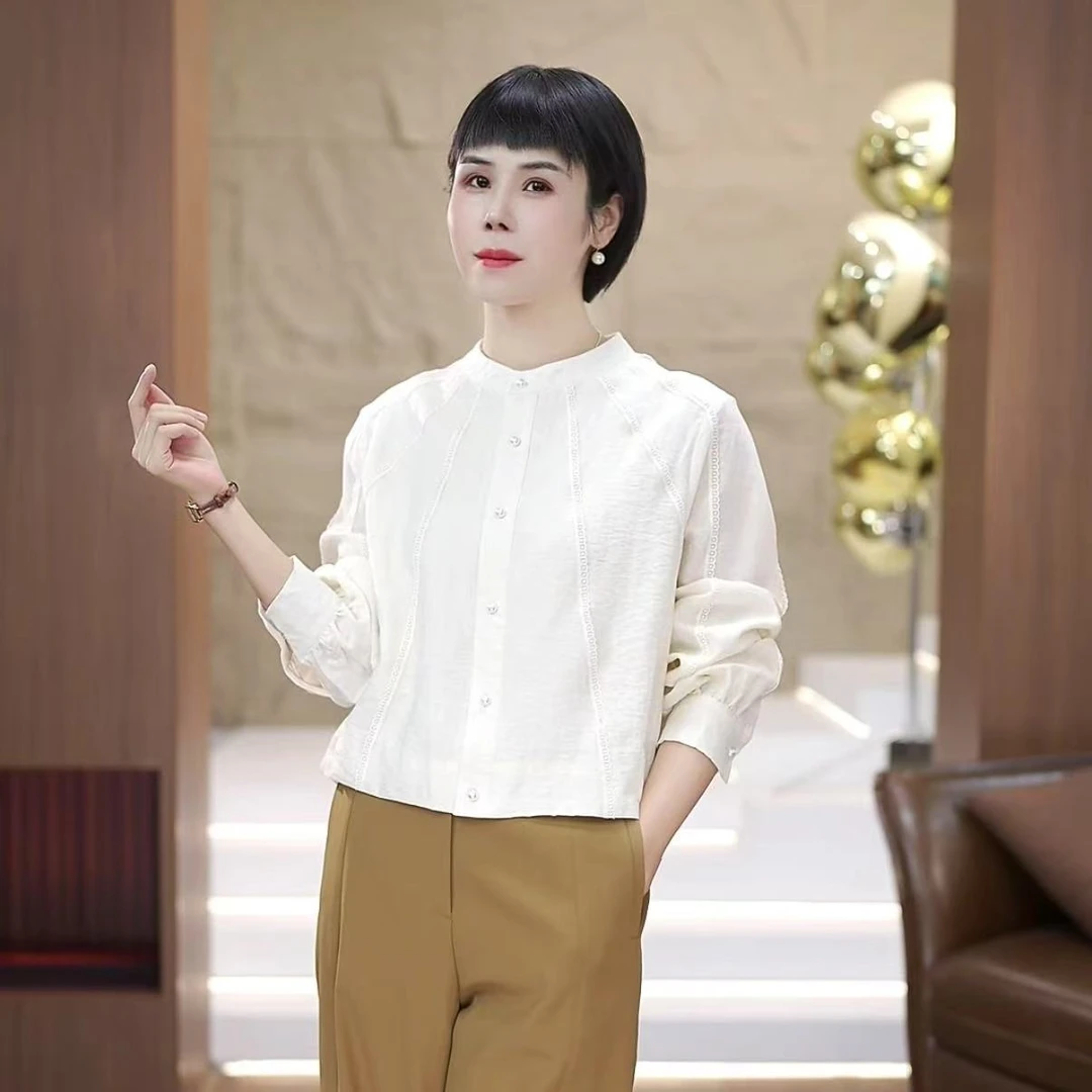 【渲渲推荐】QQ-2188早秋休闲纹理感花边分割线小衫