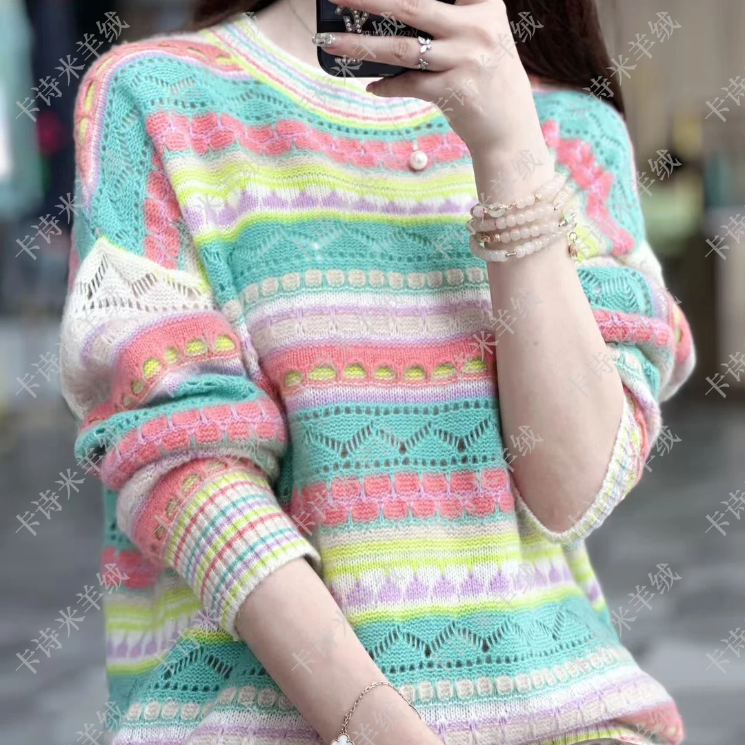 【卡诗米羊绒】8112时尚山羊绒100%高定轻奢女款宽松上衣