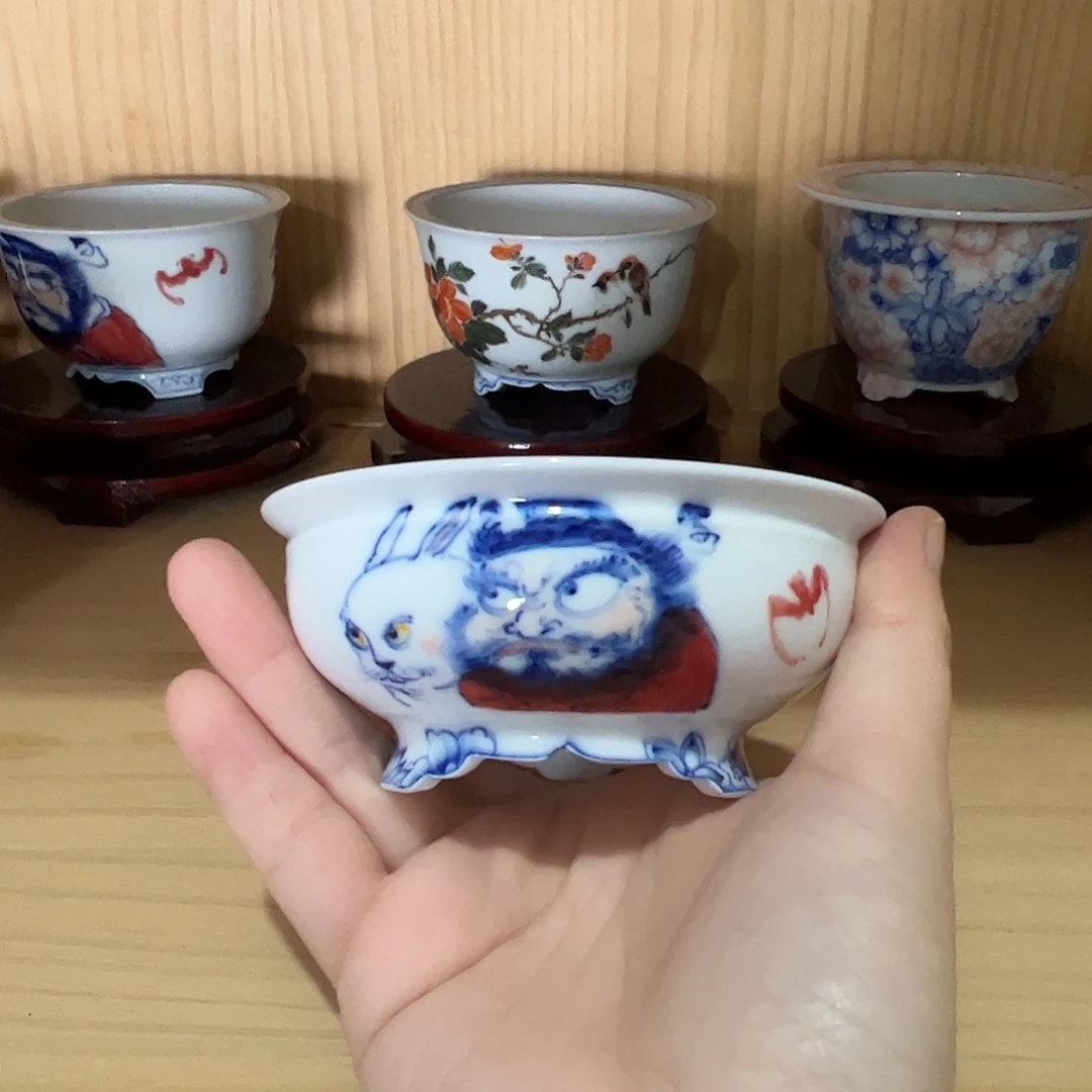 墨奈手绘陶瓷花盆8.3口，高4.3