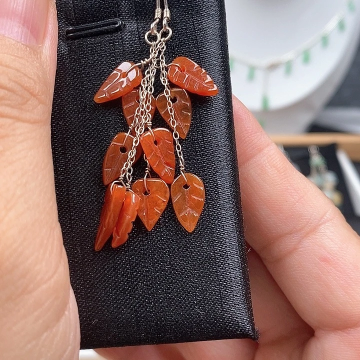 银S925镶嵌翡翠耳饰46号