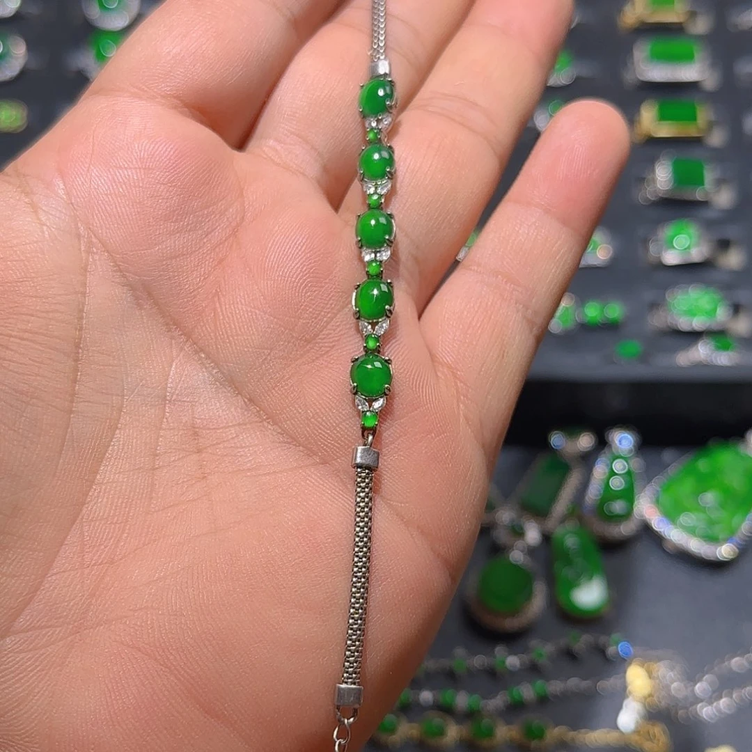 翡翠银S925镶嵌手链