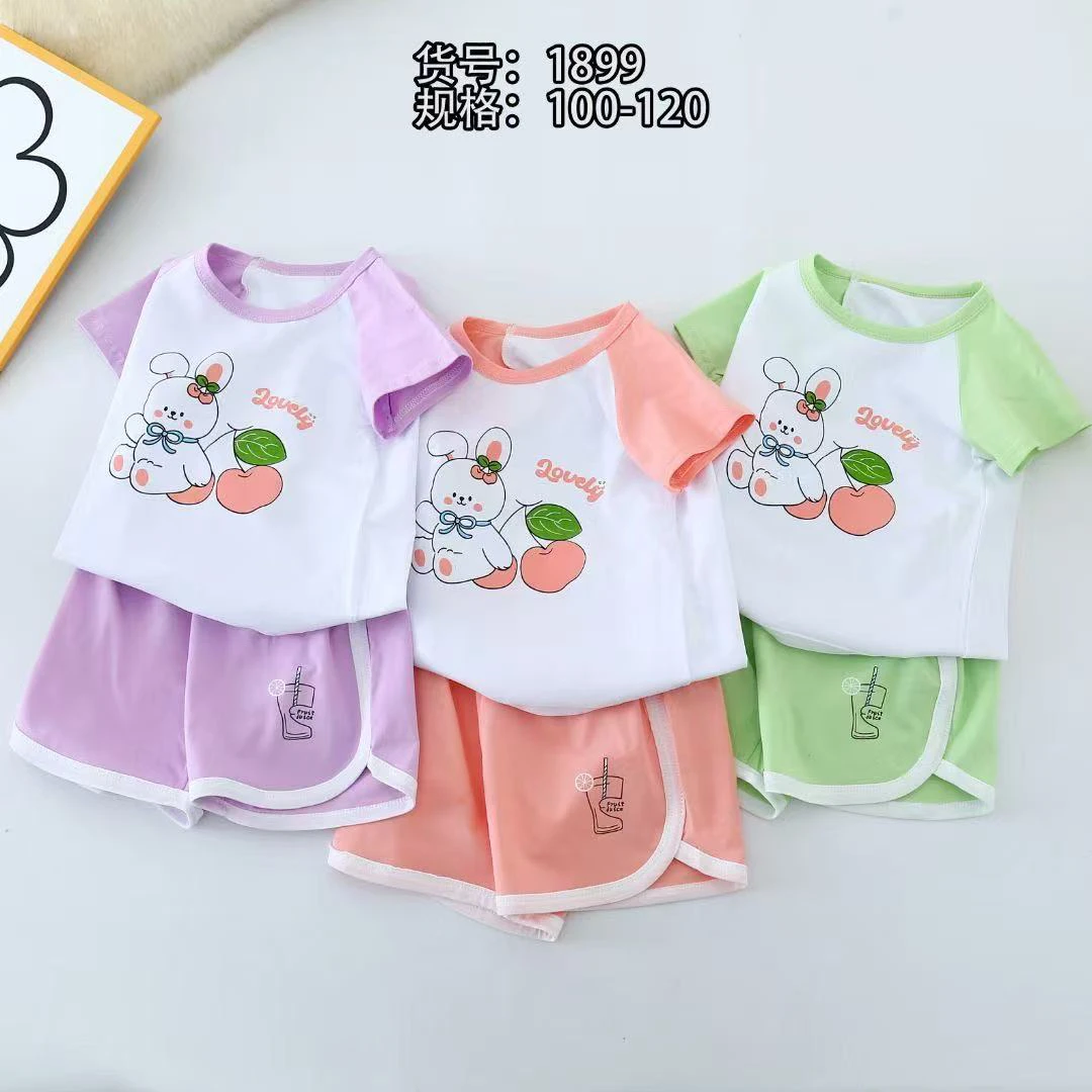 卡通短袖套装95棉5氨纶