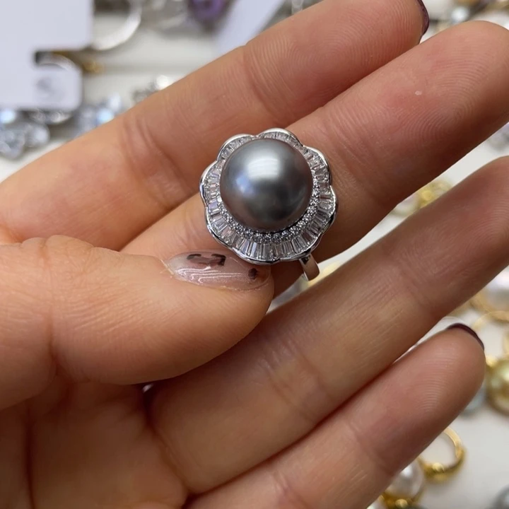 海水珍珠戒指银S925镶嵌
