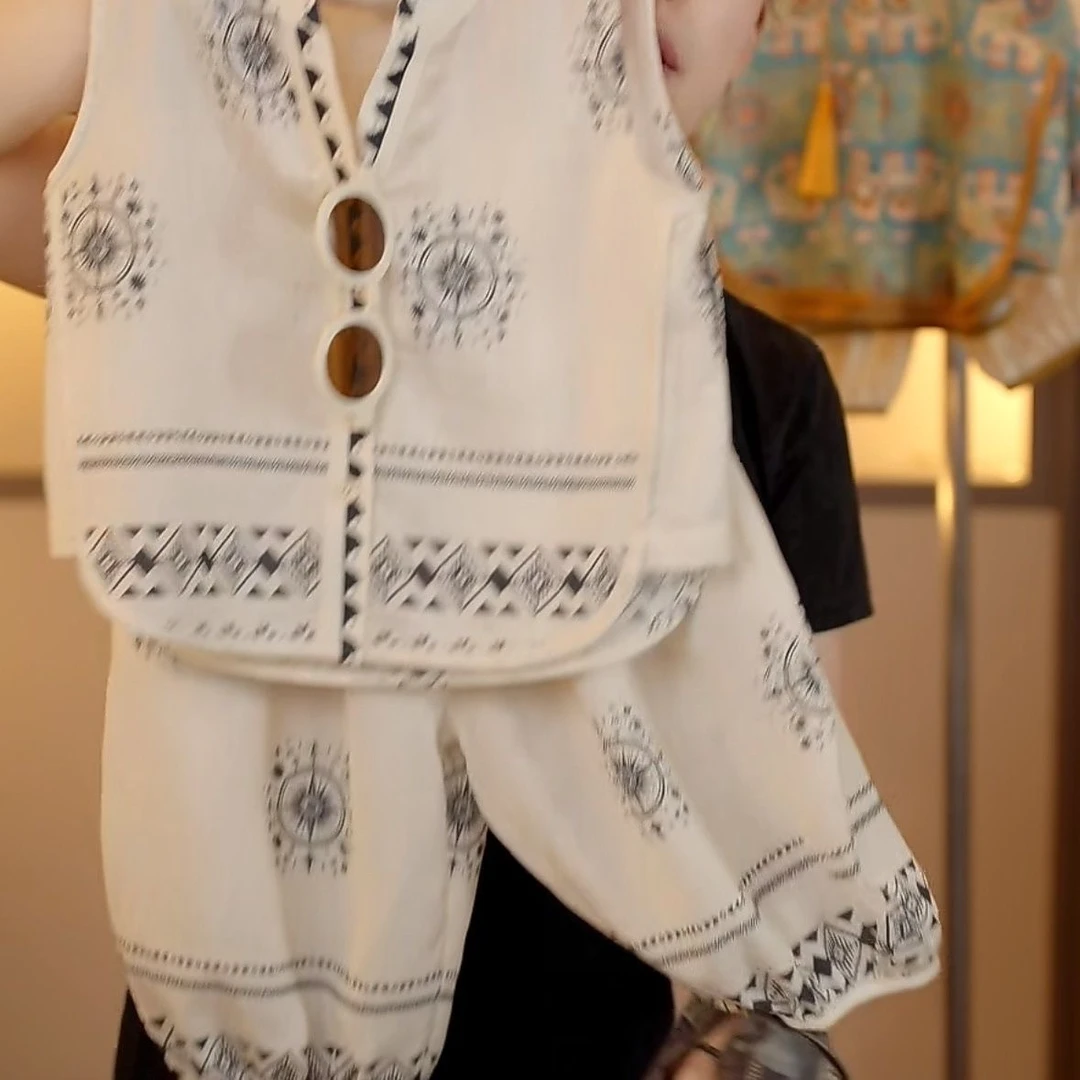 儿童夏季薄款休闲宽松套装宝宝夏款洋气好看二件套男女童无袖衣服