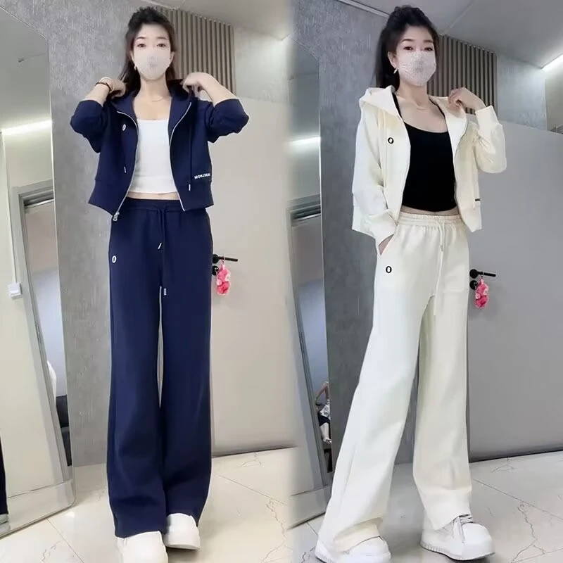2025休闲运动套装女新款时尚春秋季连帽洋气减龄卫衣长裤两件套潮