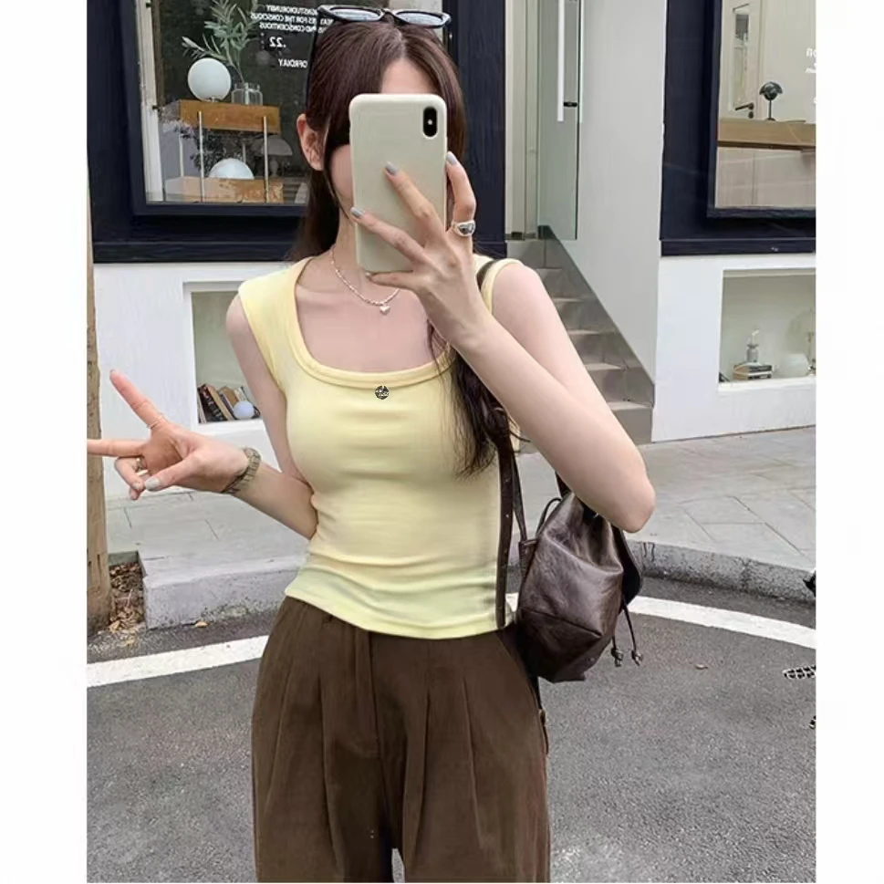 8932-小香风背心（黄色）外搭莫代尔背心