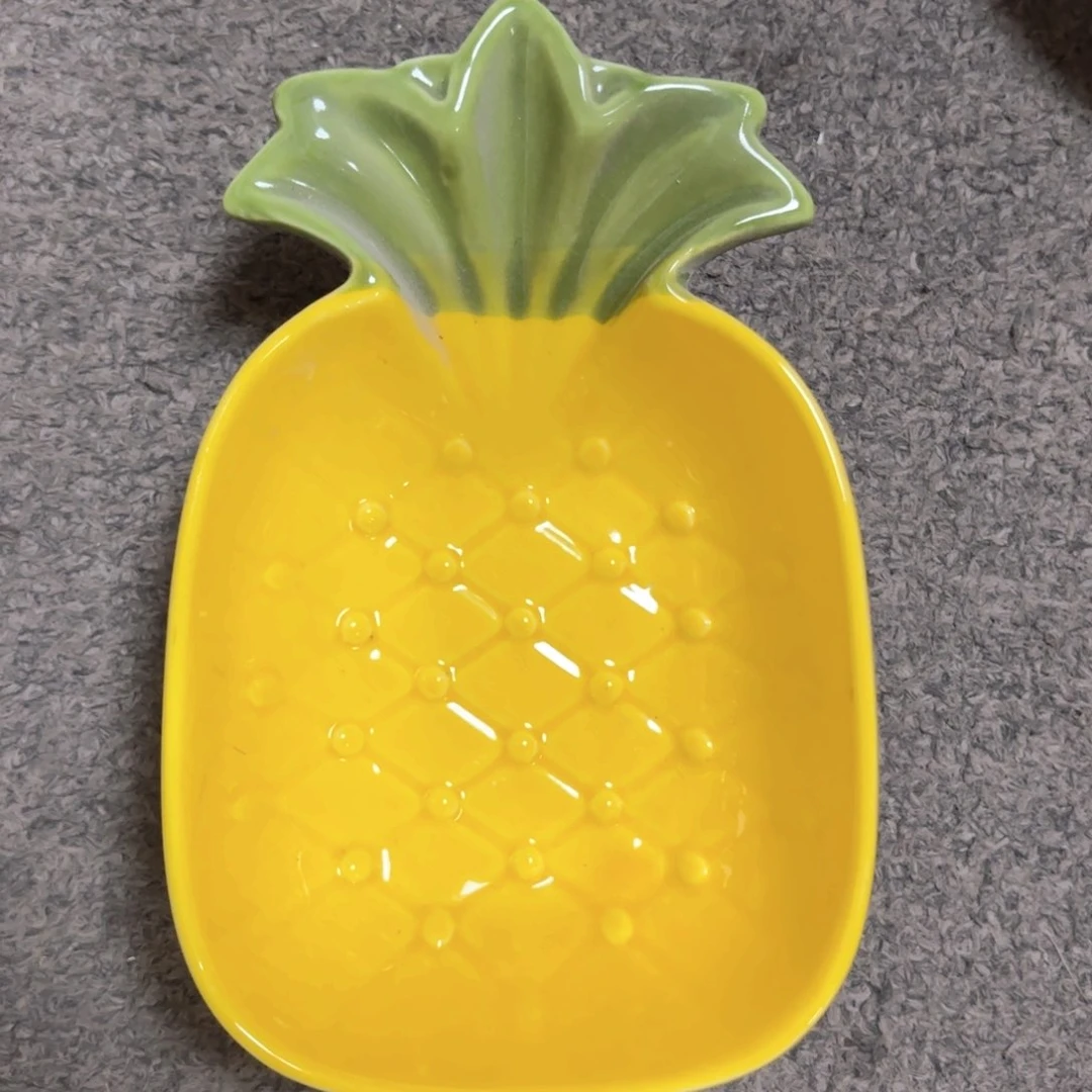 陶孤品捡漏菠萝盘小号微微瑕