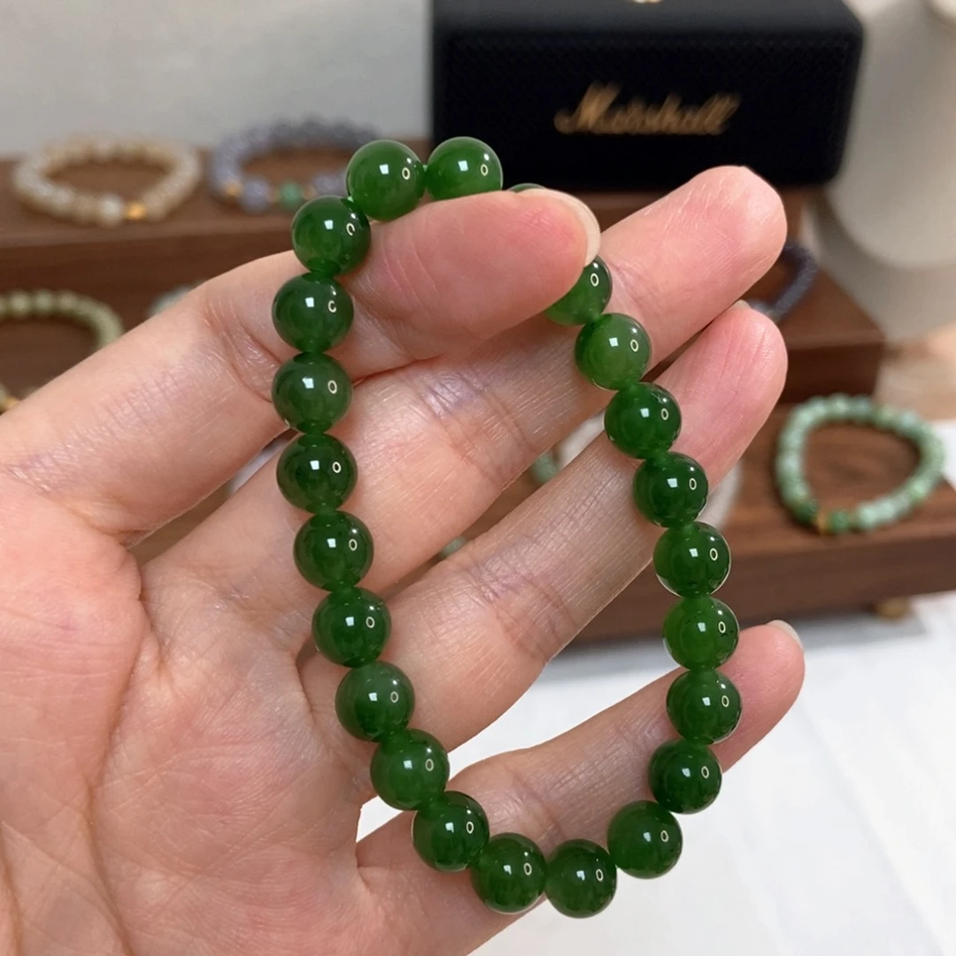 手链未镶嵌和田玉福利8mm碧玉有微瑕