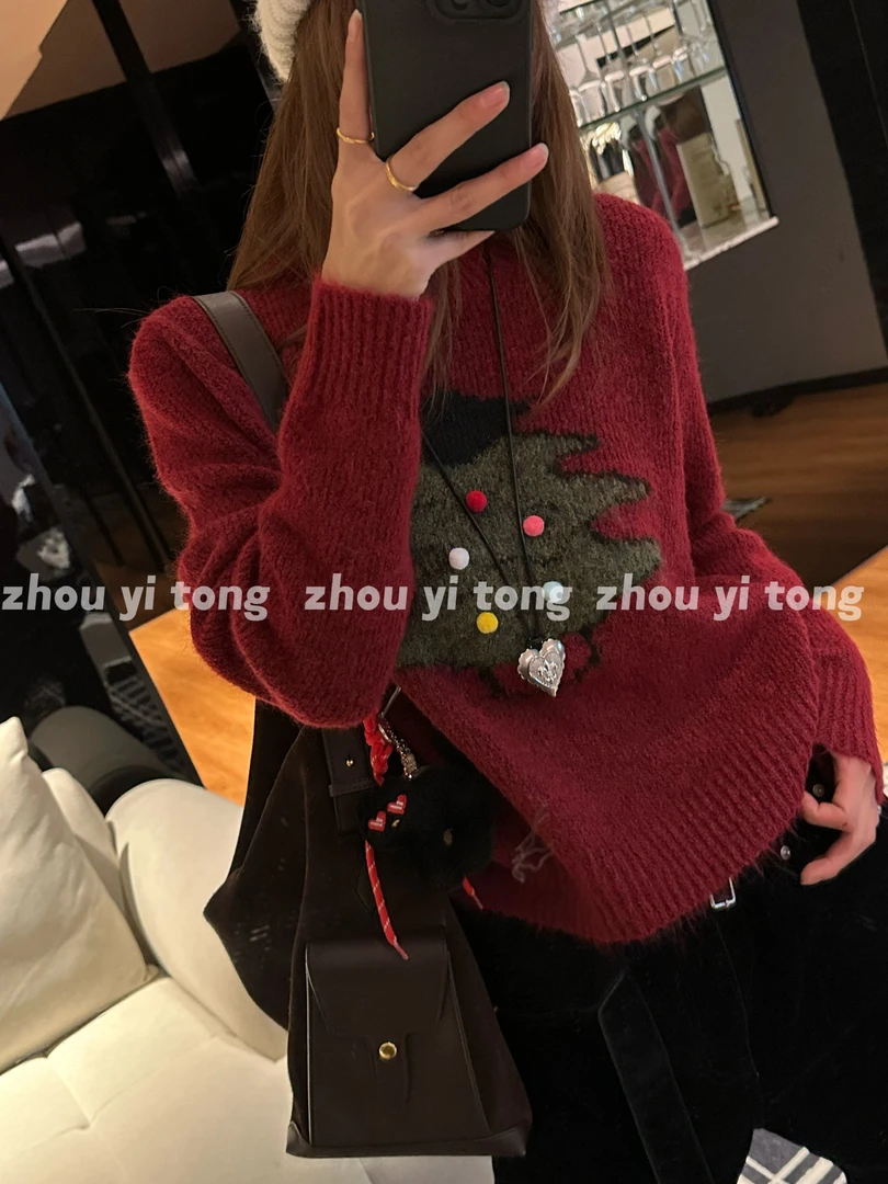 【奇妙之夜】多色小众设计氛围感圣诞树点缀毛衣 ZYT2514