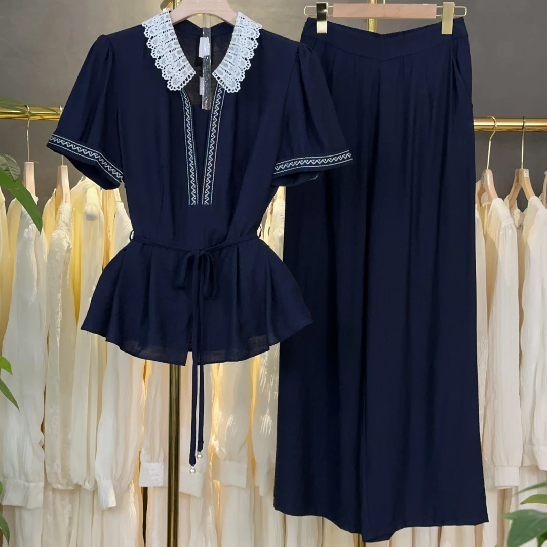 K2031夏季千金风套装轻职风时尚套装气质荷叶边衬衫极简风