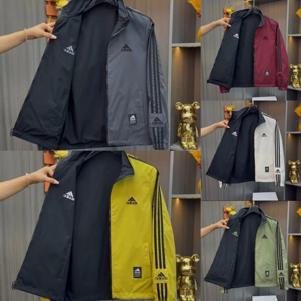 新款男士休闲百搭时尚潮流修身立领双面夹克外套9956