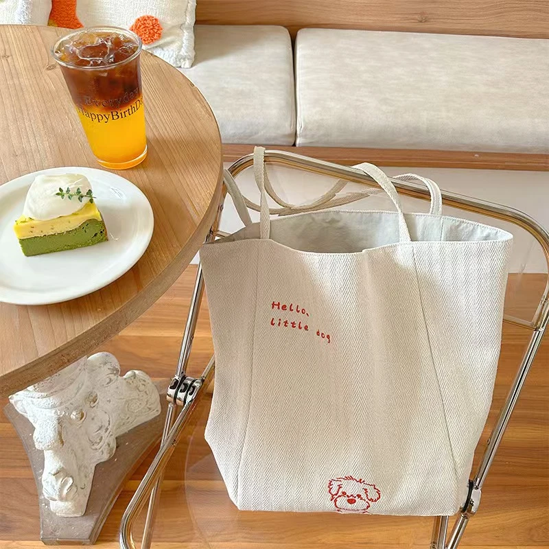 新款韩国ins帆布包双面背休闲大容量学院风